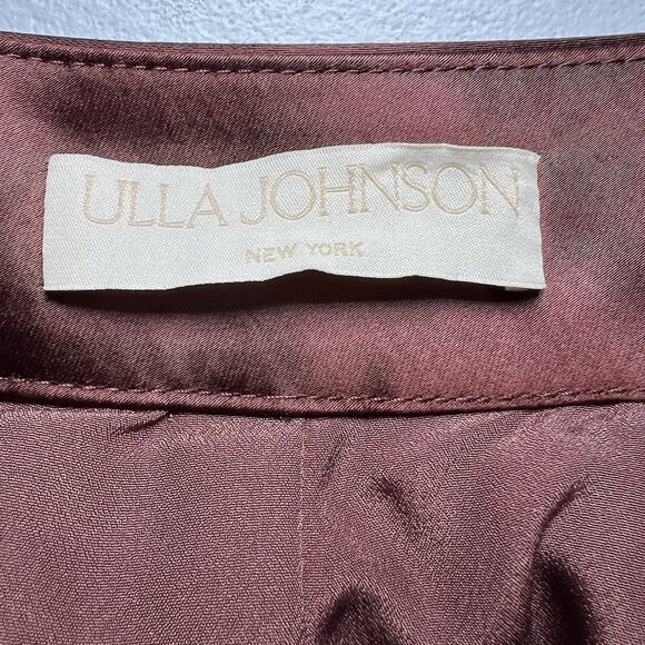 Ulla Johnson Maxine Skirt Brown Midi Faux Wrap Satin - Picture 4 of 7
